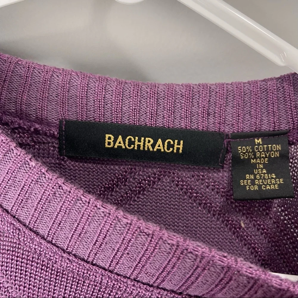 Bacharach grape textured oversized sweater crew neck sz M cotton blend - Picture 5 of 5